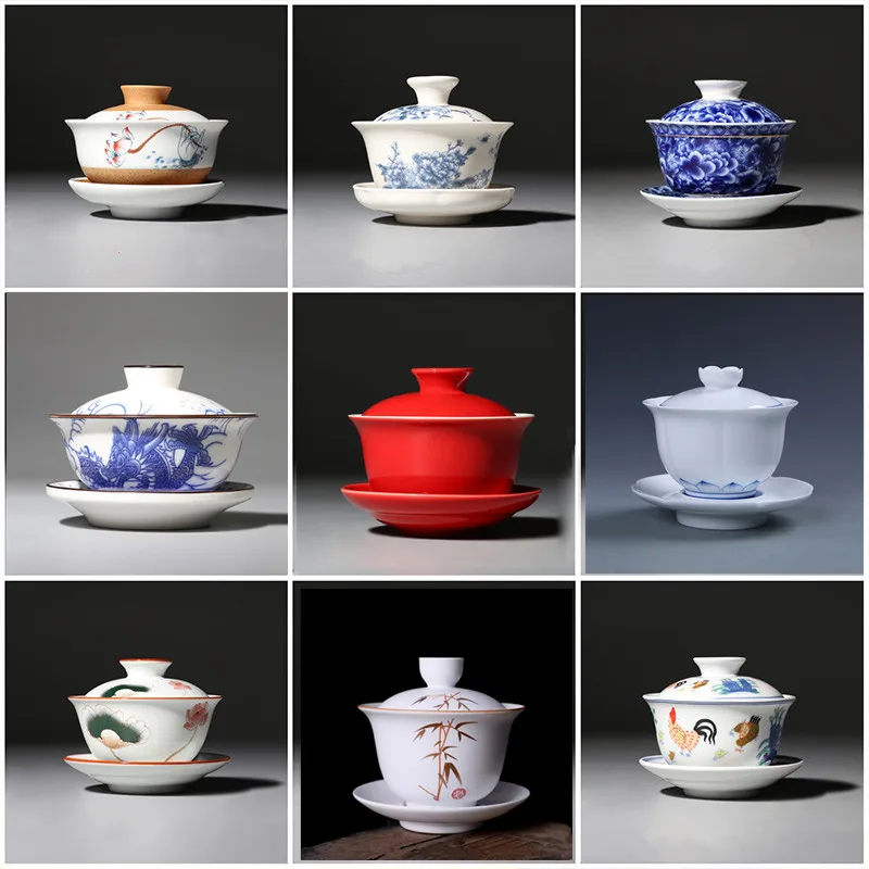 Китайские традиции Gai Wan чайная чаша из костяного фарфора чайный набор Dehua Gaiwan