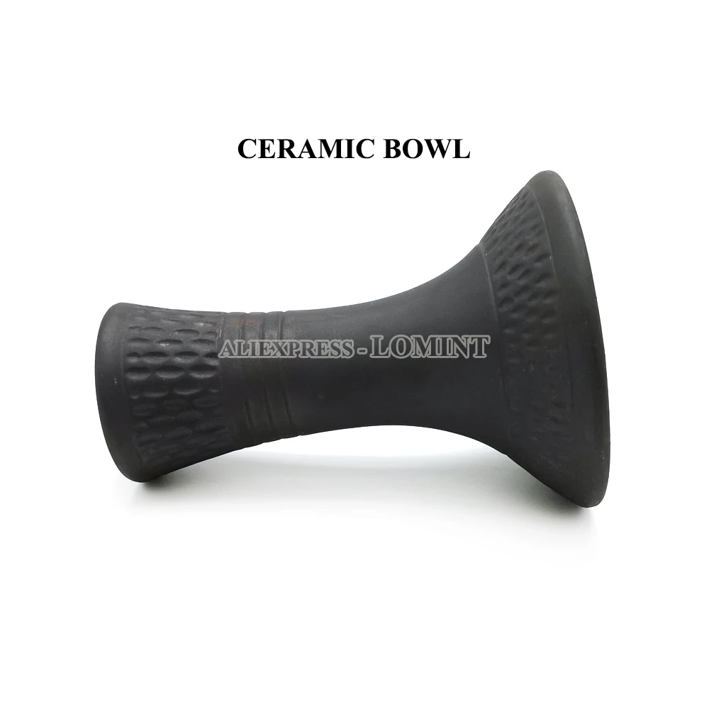 LOMINT Black Ceramic Hookah Bowls Large Shisha Tobacco Bowl Accessories With Grommet Dropship Wholesale LM-280 3