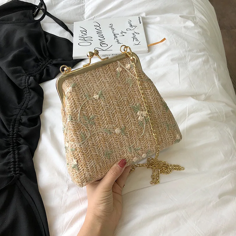 

Straw Bag Women's 2019 New Style Western Style GIRL'S Lace Chain Shoulder Bag Fairy Versatile Weaving Bucket Bag