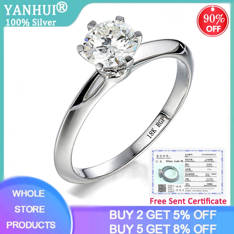 98% off! Have Certificate 1 Carat Real Natural Zirconia Gemstone Wedding Ring Silver 925 Jewelry