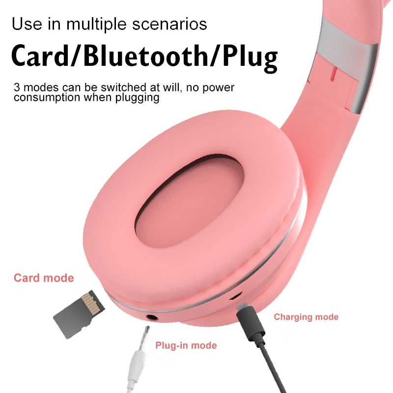 EWA Bluetooth Earphones Cute Cat wireless With LED Muisc Stereo Headphone With Microphone Children Daughter Earpieces Headset