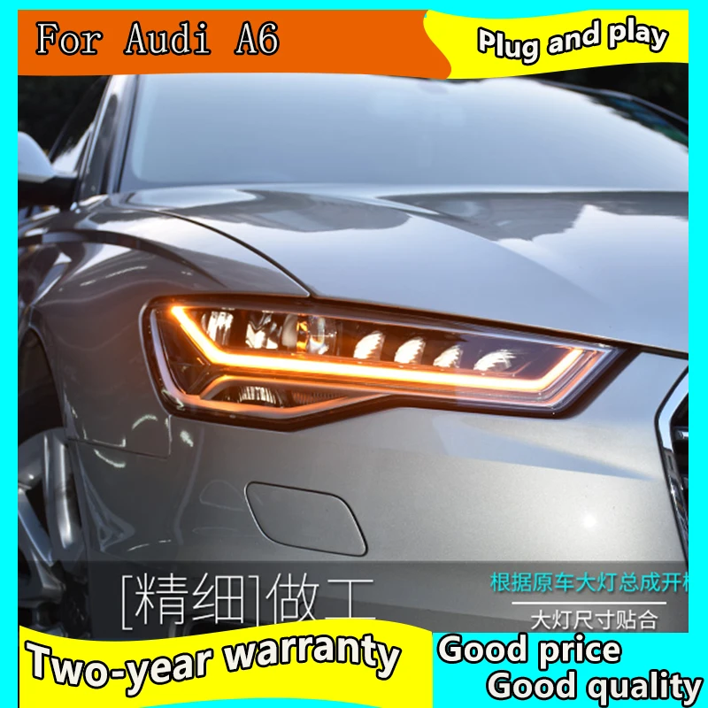 Автомобильный Стайлинг для Audi A6 фары 2009-2012 2013- A6 светодиодный фонарь DRL Объектив Двойной Луч би-светодиодный объектив Автомобильная фара