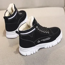 

Winter High-top Shoes for Woman Plus Velvet Thick Cotton Shoes Female Student Sports Shoes Korean Snow Boots Warm Women's Shoes