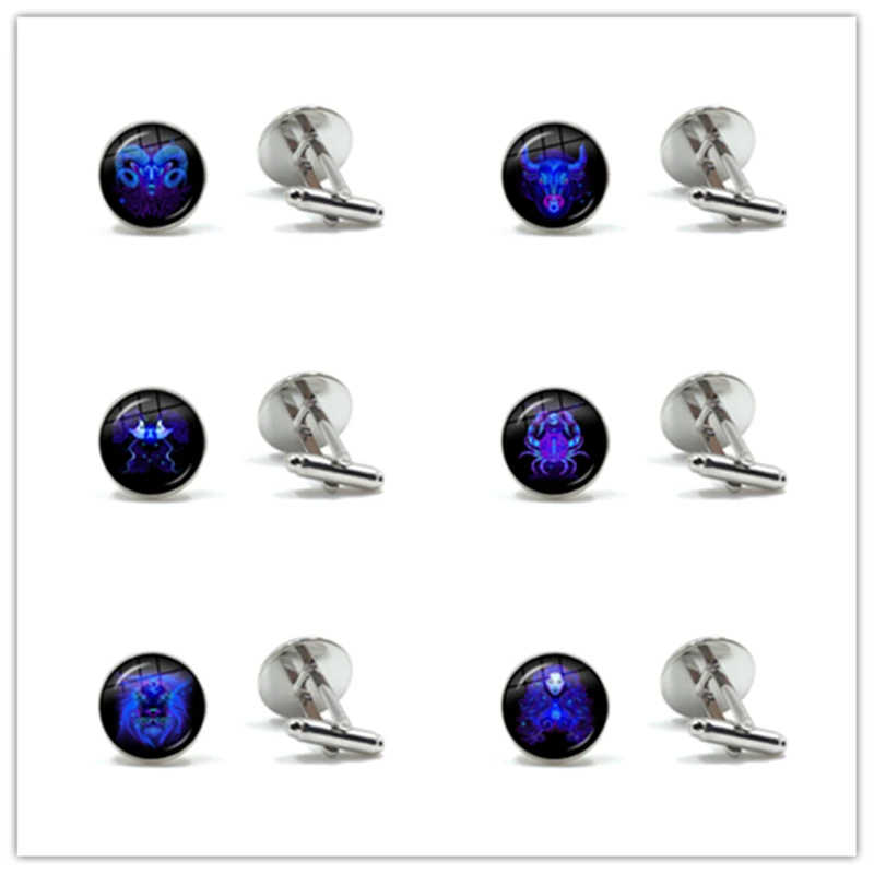 

Aries/Taurus/Gemini/Cancer/LEO/Virgo/Libra/Scorpio/Sagittarius/Capricorn/Aquarius/Pisces 12 Constellations Glass Dome Cufflinks