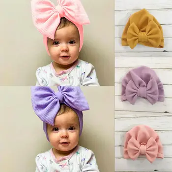 

0-24M Winter Autumn Baby Girls Hat Big Bow Cotton Wool Knitted Thick Warm Baby Hat Kids Newbworn Bonnet Cap Beanie for Girls