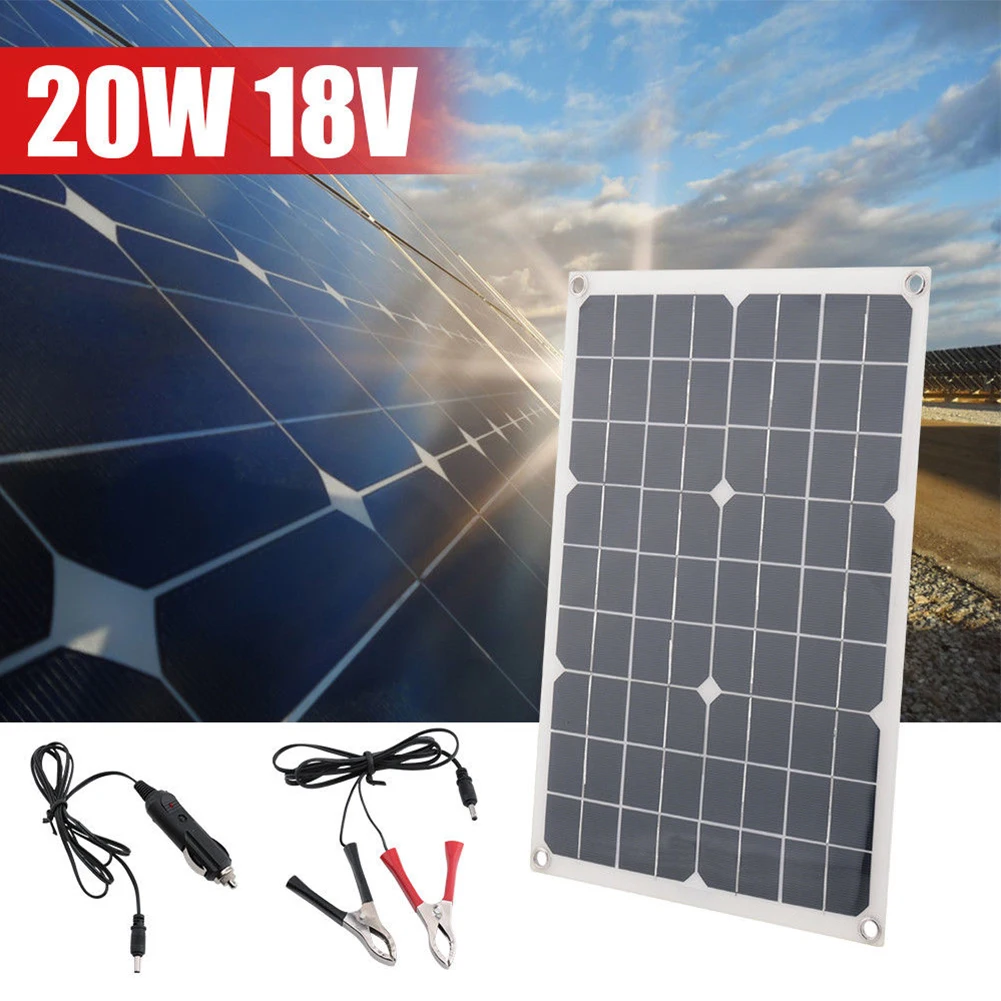 

High quality 12V 20W Outdoor Portable Solar Sun Power Solar Charger USB Output Devices Panels for Smartphones Laptop Tablets