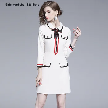 

Ol Hepburn small fragrance lace up bow temperament slim and slim spring 2020 new dress