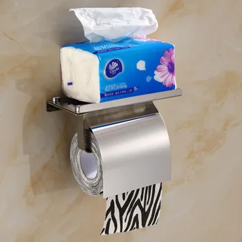 

4 Colors Bathroom Accessory Set Storage Holder Wall-mounted Toilet Paper Holders Stainless Steel Roll Paper Hanger with Shelf