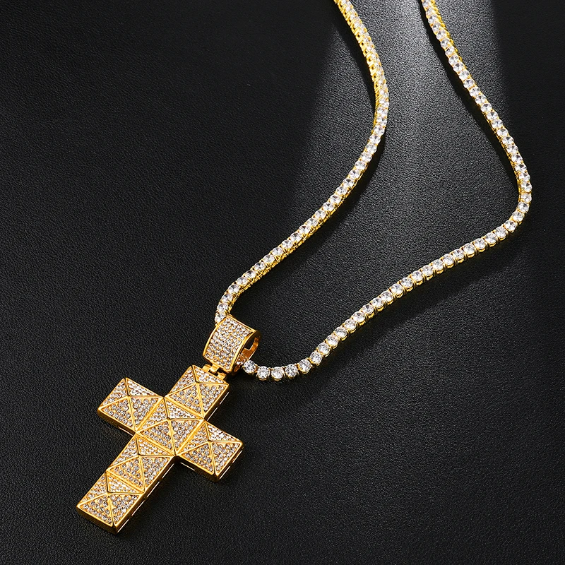 US7 Bling Micro Pave полный кулон крест со стразами и ожерелья из нержавеющей стали для мужчин хип хоп ювелирные изделия