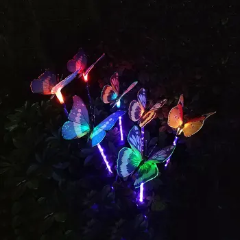 

12 LED Multi Color Butterfly Solar String Lights Fiber Optic Decorative Outdoor Fiber Fairy String Waterproof Party Christmas