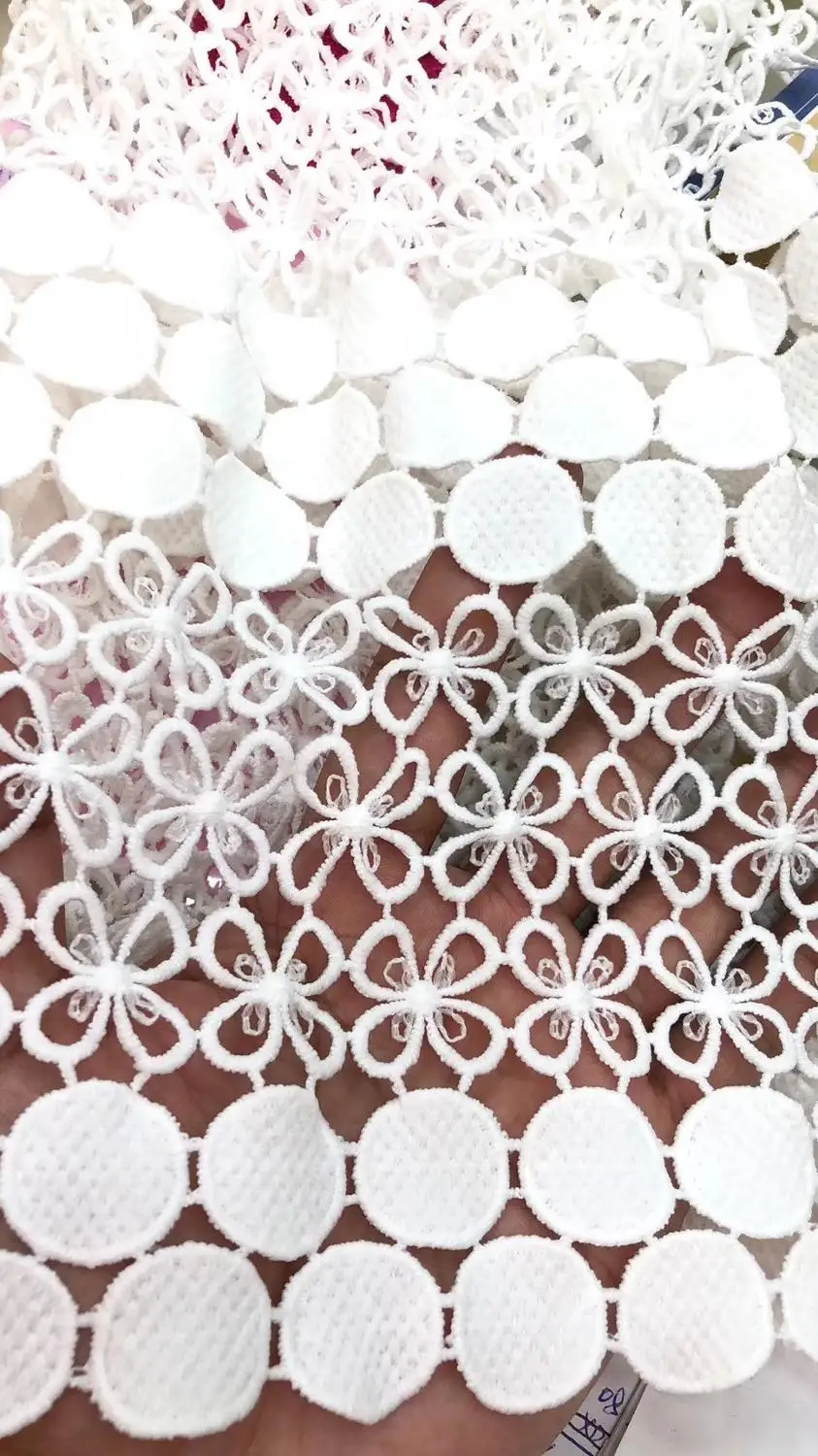 Classic white Guipure Lace Soft Skin Friendly Eembroidery Cord Fabric for Party Dress NN825_z