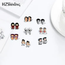 Очаровательные акриловые серьги с милым рисунком Элвиса MJ, микаэлджексона, серьги-гвоздики из эпоксидной смолы ручной работы, ювелирные изделия