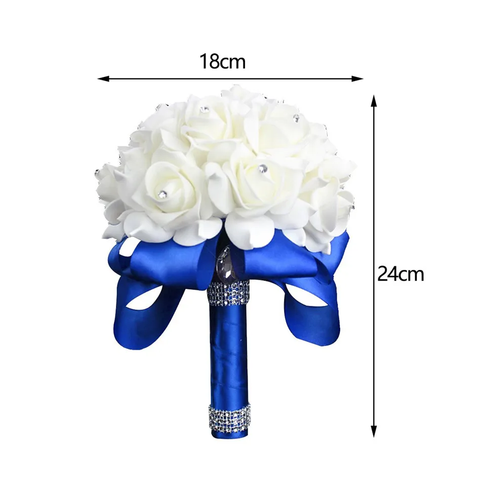 Wedding Bouquet Crystal Pearl Silk Roses Bridal Bridesmaid Wedding Flower Hand Bouquet Artificial Fake Flowers Flores Decoration