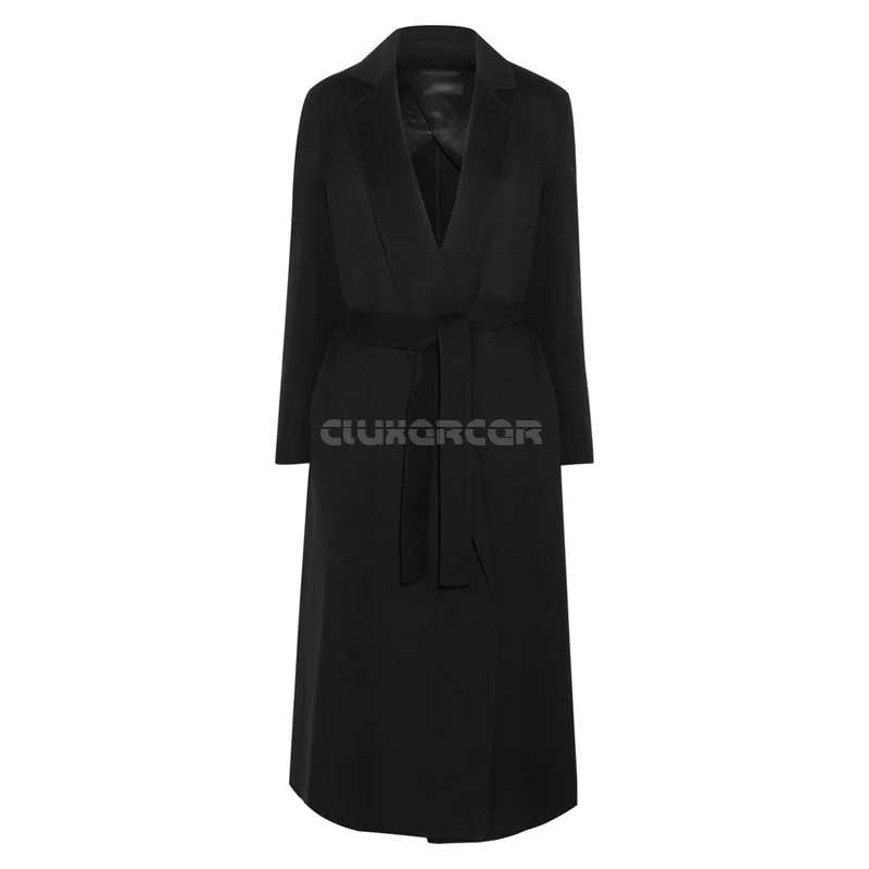 Элегантное зимнее женское пальто с отложным воротником, с регулируемой талией, однотонное пальто, женская верхняя одежда, длинное пальто