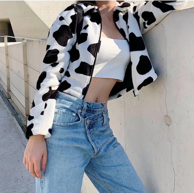 Black and white cow print sweatshirt 