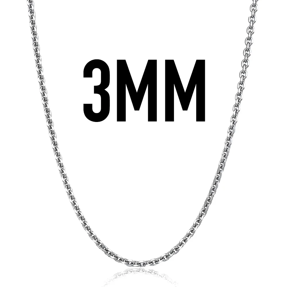 3mm Wide KN145 Davieslee Нержавеющая сталь Цепочки и ожерелья для Для мужчин Для женщин Серебряный Rolo Для мужчин цепи Цепочки и ожерелья ювелирные изделия оптом 2,5/3/4/6/10 мм DLKNM78 - Окраска металла: 3mm Wide KN145