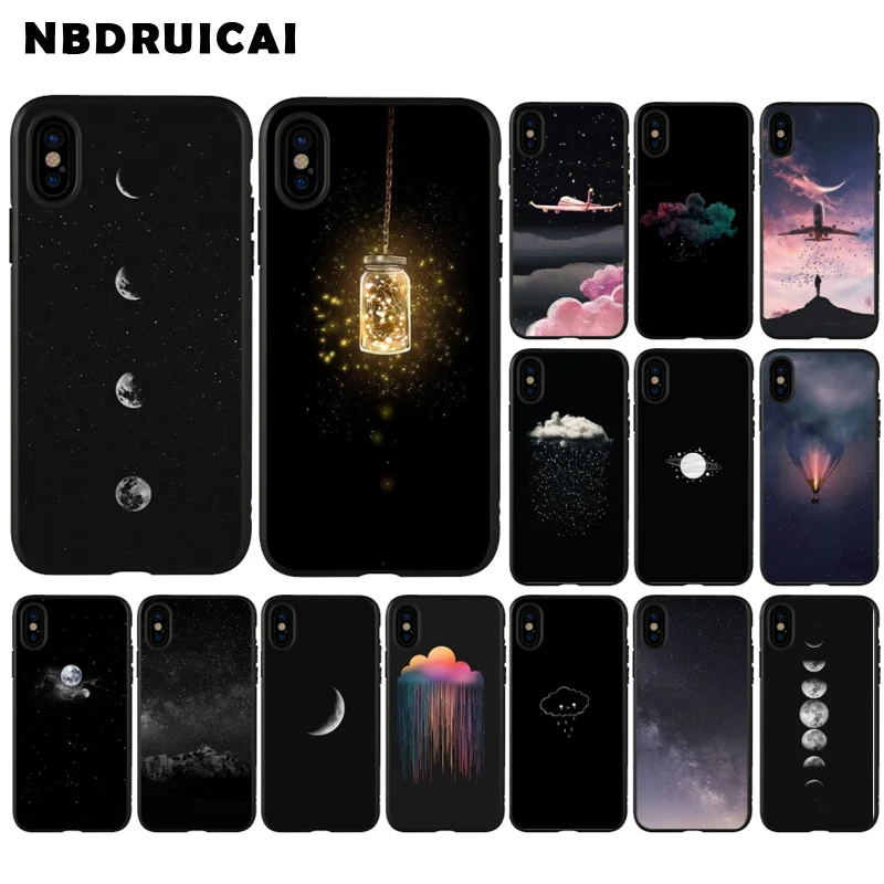 NBDRUICAI силиконовый чехол для iPhone 6 6s 7 8 Plus X XR XS Max 5S SE мягкий телефона луна звезды