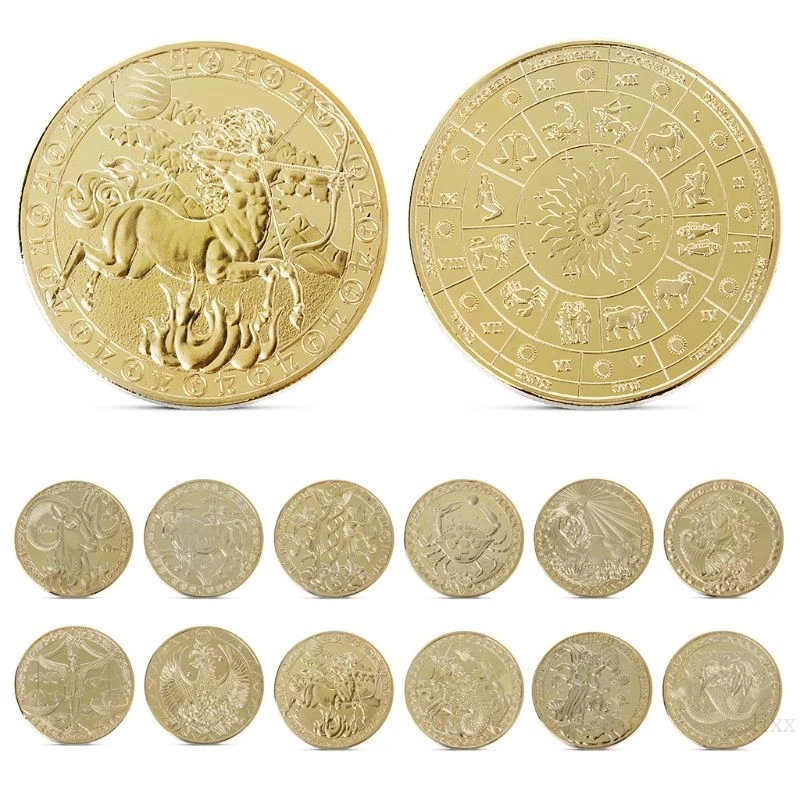 

Europe and America Twelve constellations coin Ancient silver coin Tarot Wishing Sun God Commemorative Coin Collection Lucky Coin