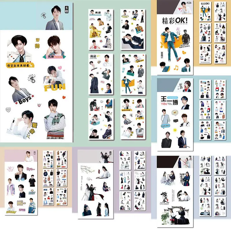 

6 sheets/Set Chen Qing Ling Decorative Sticker Xiao Zhan Wang Yibo Scrapbooking DIY Diary Album Label Stickers