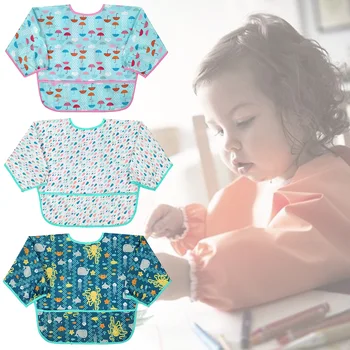 

Baby Bib Waterproof Gown Anti-dressing Feeding Waterproof Long Sleeve Shirt Painting Drawing Bibs