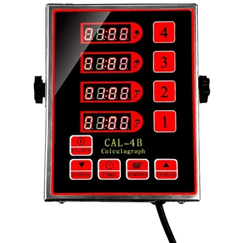 

US Plug, Commercial 4 Channel Kitchen Timer Restaurant Timer Loud Alarm Adjustable Cooking Reminder Stainless Steel Clear LED Di