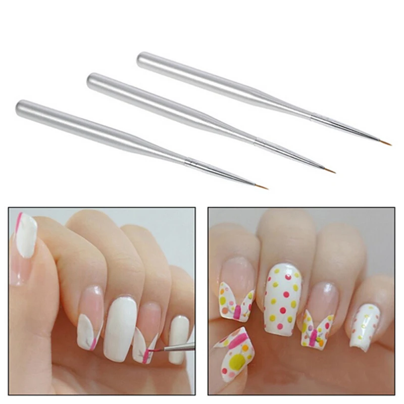 

AACAR Professional 3Pcs Nail Art Gold Metal Liner Brush Flower Grid Stripe Wide Line Image Drawing Painting Pen