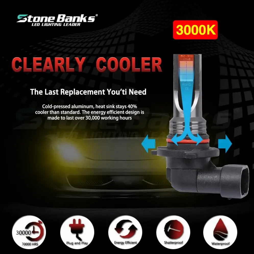 2 шт H11/H8/9005/9006/H1/H3/H7 SMD светильник s 1200LM 3000K Золотой светильник для вождения, для бега, автомобильный светильник, авто лампы