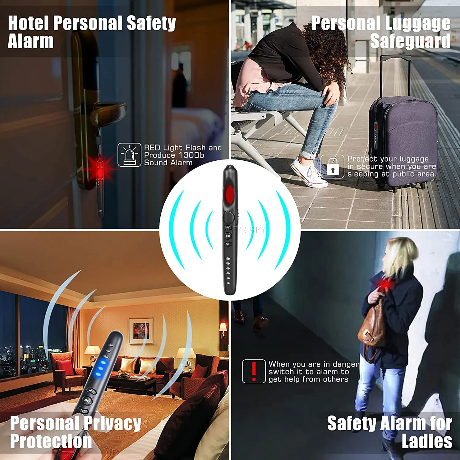Anti Spy Camera Detector RF Detection Sound Infrared Light Alarm Hidden Cam Scan GPS Locator Hotel Travel Handheld Bug Finder