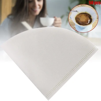 

50pcs Cone-shaped Hand Drip Brew Coffee Filter Home Office Travel DIY Drip Filter Cafe Paper MU8669