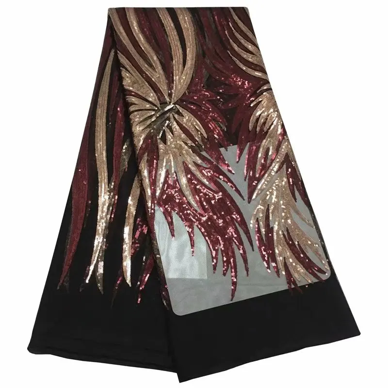 

Two-tone sequins large flower embroidered French mesh sequins African lace fabric Nigeria lace party evening dresswomen's fabric
