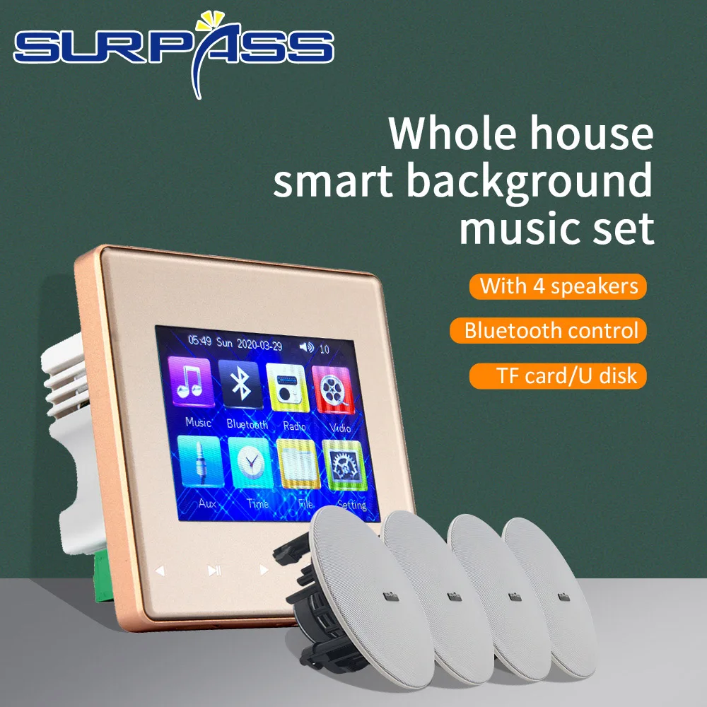 US $298.28 Stereo Bluetooth Wall Amplifier Sound Fm Audio 425W Big Power HiFi PA Ceiling Speaker Background Music Kit Home Theater System