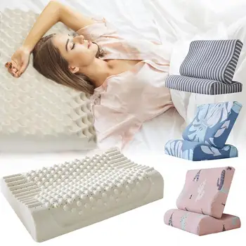 

HKML Neck Pillow Pure Natural Latex Thailand Corrects Neck Sleep Pillow Protection Cervical Vertebra Slow Rebound