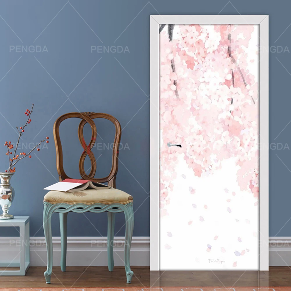 Наклейка на дверь самоклеющаяся DIY ремонт Фреска водонепроницаемый принт искусство розовый абстрактная картина домашний декор для ремонта спальни