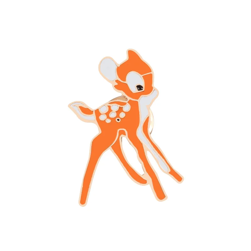 deer Животное брошка мультфильм прекрасный Альпака кролик олень значок с собакой Броши лацкан эмаль булавки рубашка куртки сумка модные аксессуары Подарки - Metal color: deer