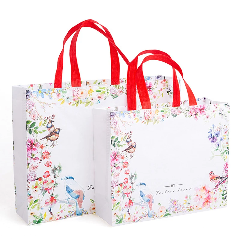 1PC Flower Print Foldable Shopping Bag Reusable Eco Shopper Bag Large Women Storage Tote Pouch Non-Woven  Grocery Shopping Bags