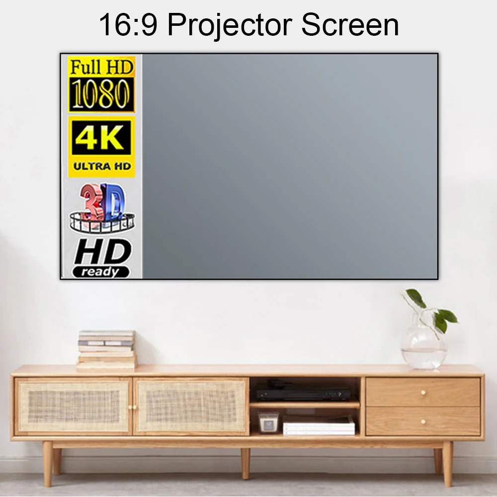Projector Screen 169 100/120 Inch HD Foldable Reflective Anti Crease