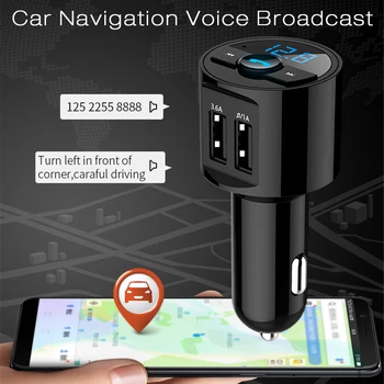 

New Car FM Transmitter Multifunctional MP3 Player with Dual USB Charging Port Wireless Bluetooth BT Built-in Microphone
