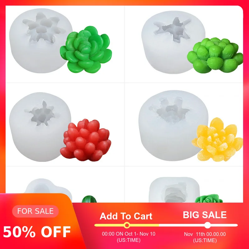 

Plant Bake Mold Succulent Plant Silicone Mold Chocolate Baking Tools Non-stick Silicone Cake Mold DIY Ashtray Candle Holder Mold