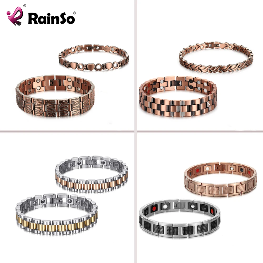 Браслет для пар RainSo 2020 из нержавеющей стали/меди/титана магнитный