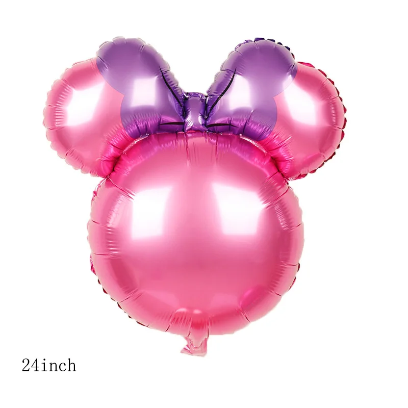 pink purple 1 шт 24 дюйма Микки и Минни Маус, комплект из фольгированные шары День рождения украшения disney baby shower вечерние поставки с героем мультика Минни mylar игрушка - Цвет: pink purple