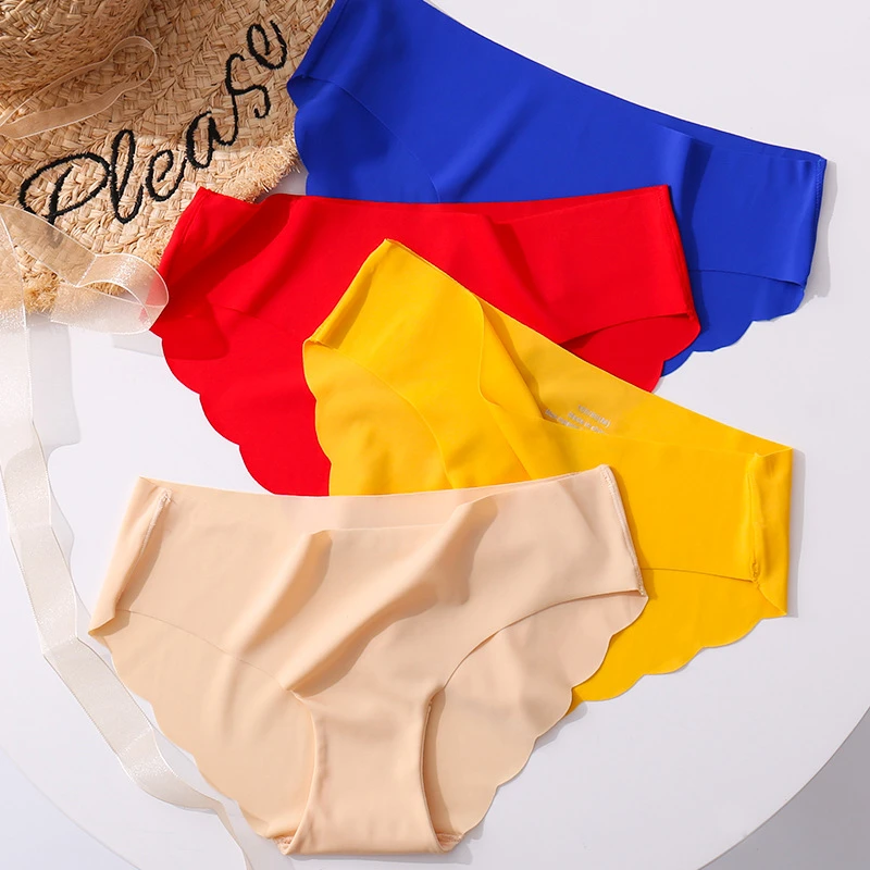 sexy panties 3 Pieces Lot Seamless Panties For Women Sexy Female Underwear Wavy Edge Ice Silk Ladies Briefs Solid Panty Underpants Panty cute panties