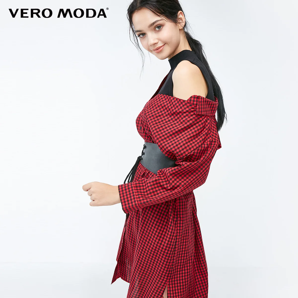 Vero Moda Новое поступление вязаный жилет клетчатое платье-рубашка | 3184SZ506 - Цвет: Red heart