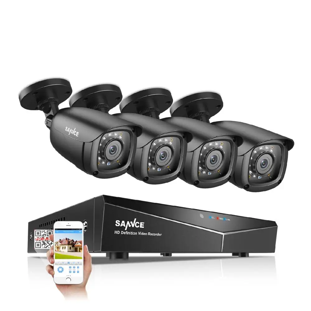 SANNCE 4CH 1080P CCTV система 1080N 5в1 HDMI DVR с 2 шт/4 шт наружная Водонепроницаемая камера домашний комплект видеонаблюдения - Цвет: 4 cameras
