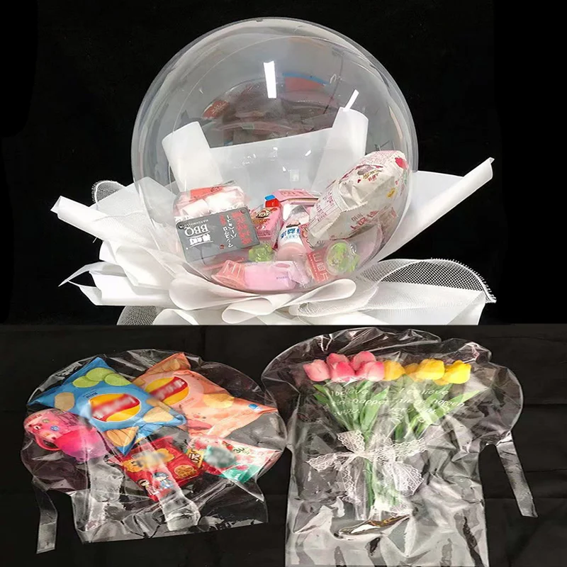 

20cm Wide Neck Bobo Balloon Bouquet BubbleTransparent Balloons With Artificial Flower Gift Candy Toy Lot Christmas Supplies