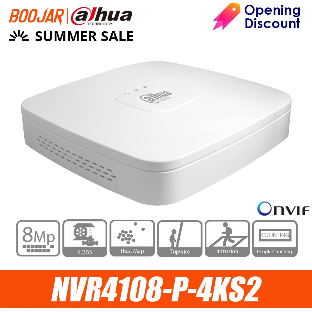 Dahua Оригинал 4K POE NVR NVR4108 P 4KS2 с 8ch 4PoE H.265 видеорегистратор Поддержка ONVIF 2 4 SDK