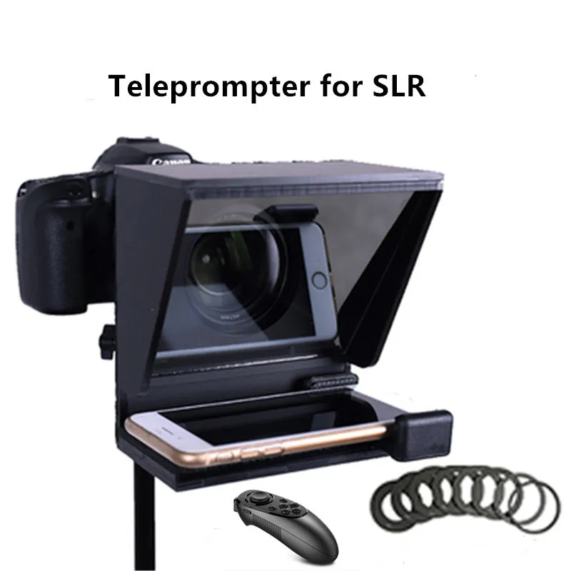 Mini Teleprompter Portable Inscriber Mobile Teleprompter Artifact Video with Remote Control for Phone and DSLR Recordin