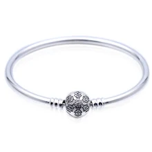 925 пробы серебряный браслет с кристаллами Снежинка хлопает змея цепь браслет подходит для женщин бисера Шарм Diy ювелирные изделия