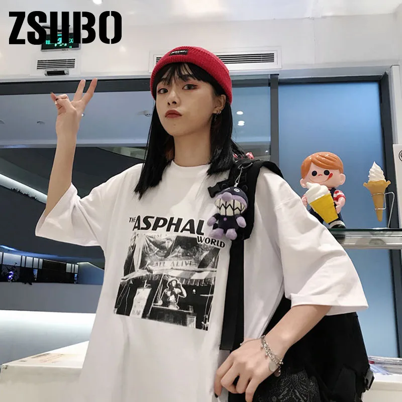 women Summer tee tops Goth Kawaii рубашка женская shirt clothes clothing top E-Girl Cotton TEE Harajuku style Y2K print T-shirt