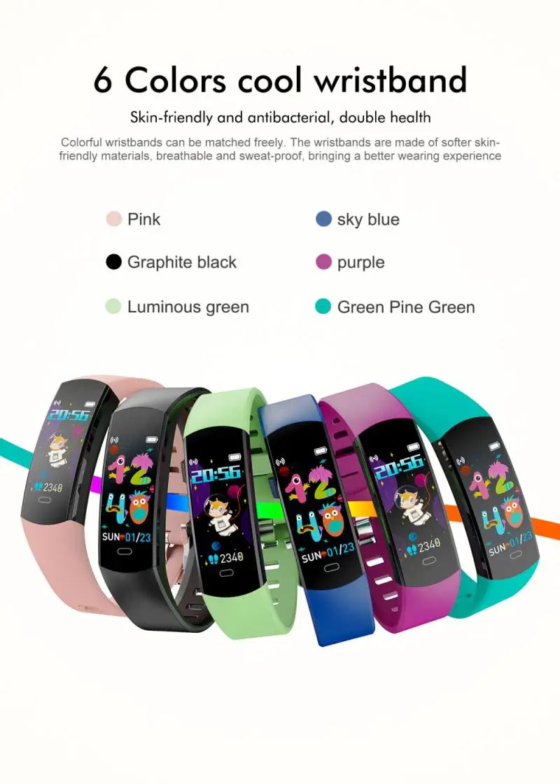 2021 New Children's Smart Bracelet Heart Rate Sleep Monitoring Youth Bluetooth-compatible Smart Watch Wearable Devices Wristband