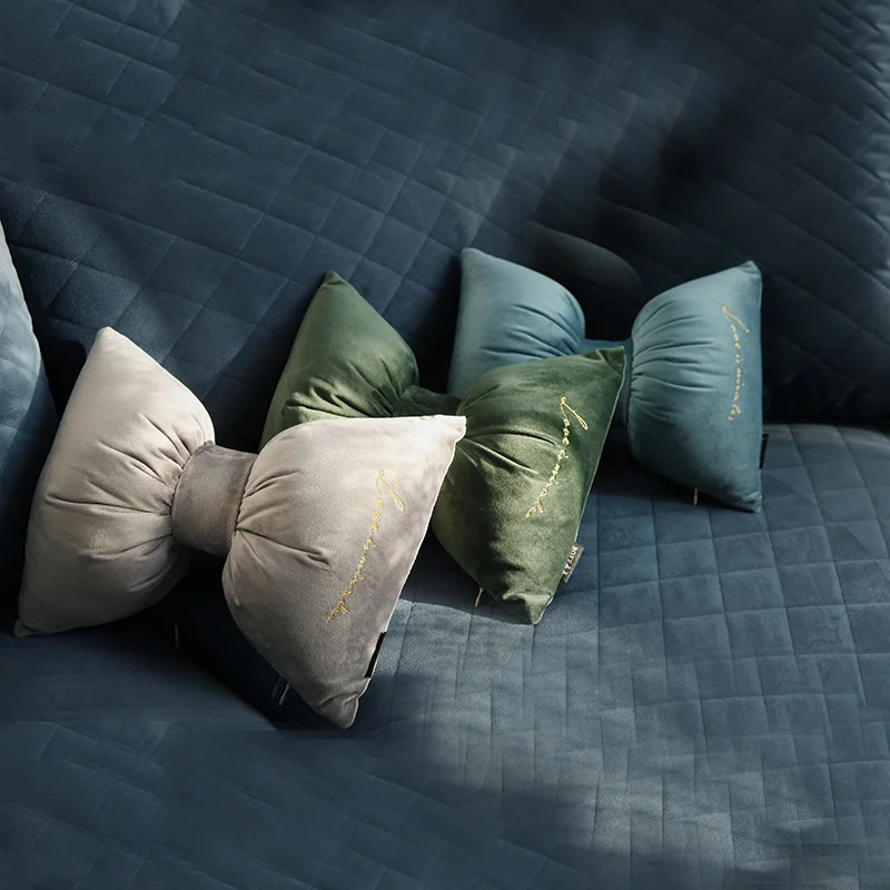 New Velvet Pillow And Bow Tie Rest Pad Beautiful Knot Family Office Chair Soft Nordic Travel Baby Room Decoration | Дом и сад